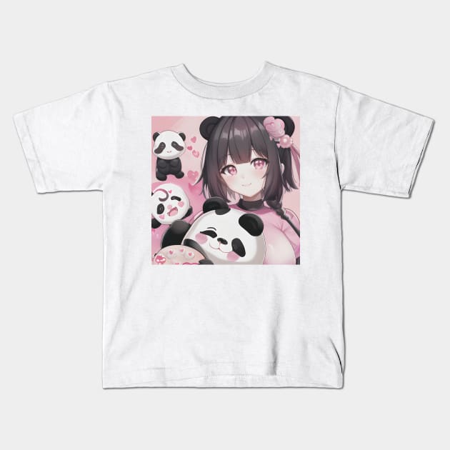 The girl and her Panda bears Kids T-Shirt by culturageek